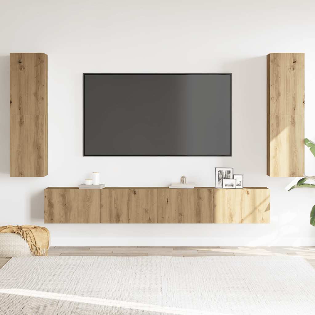 Wall Mounted TV cabinets 4 pcs Artisan Oak Engineered Wood